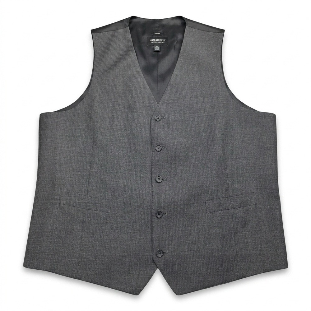 Awearness Kenneth Cole Mens Vest XXL Gray Wool Slim Fit Suit Waistcoat Solid